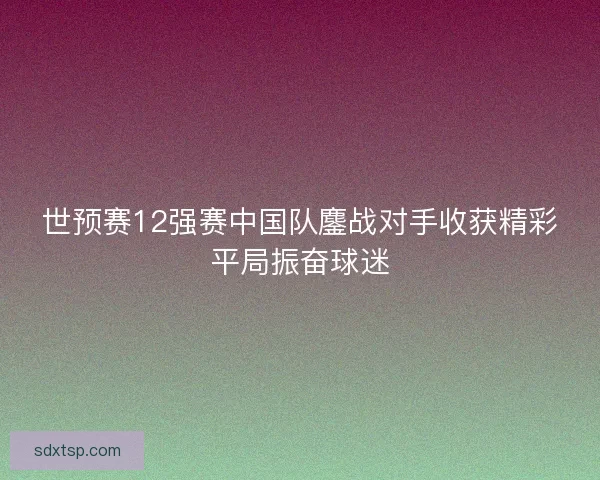 世预赛12强赛中国队鏖战对手收获精彩平局振奋球迷