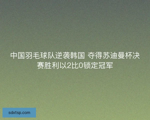 中国羽毛球队逆袭韩国 夺得苏迪曼杯决赛胜利以2比0锁定冠军