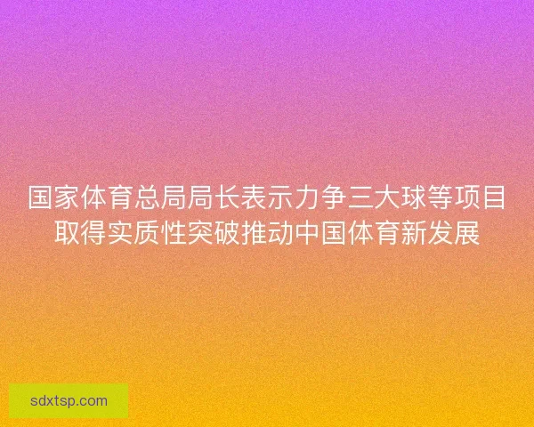 国家体育总局局长表示力争三大球等项目取得实质性突破推动中国体育新发展