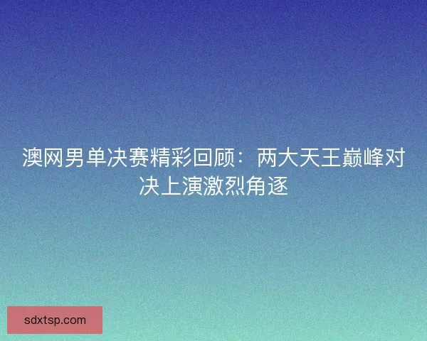 澳网男单决赛精彩回顾：两大天王巅峰对决上演激烈角逐